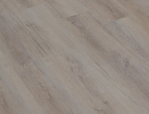 A picture showing the 6.5mm lvp flooring called Mumbai. This vinyl floor has a light grey-beige hue and silver chain embossing, giving the floor an ultra-realistic look.