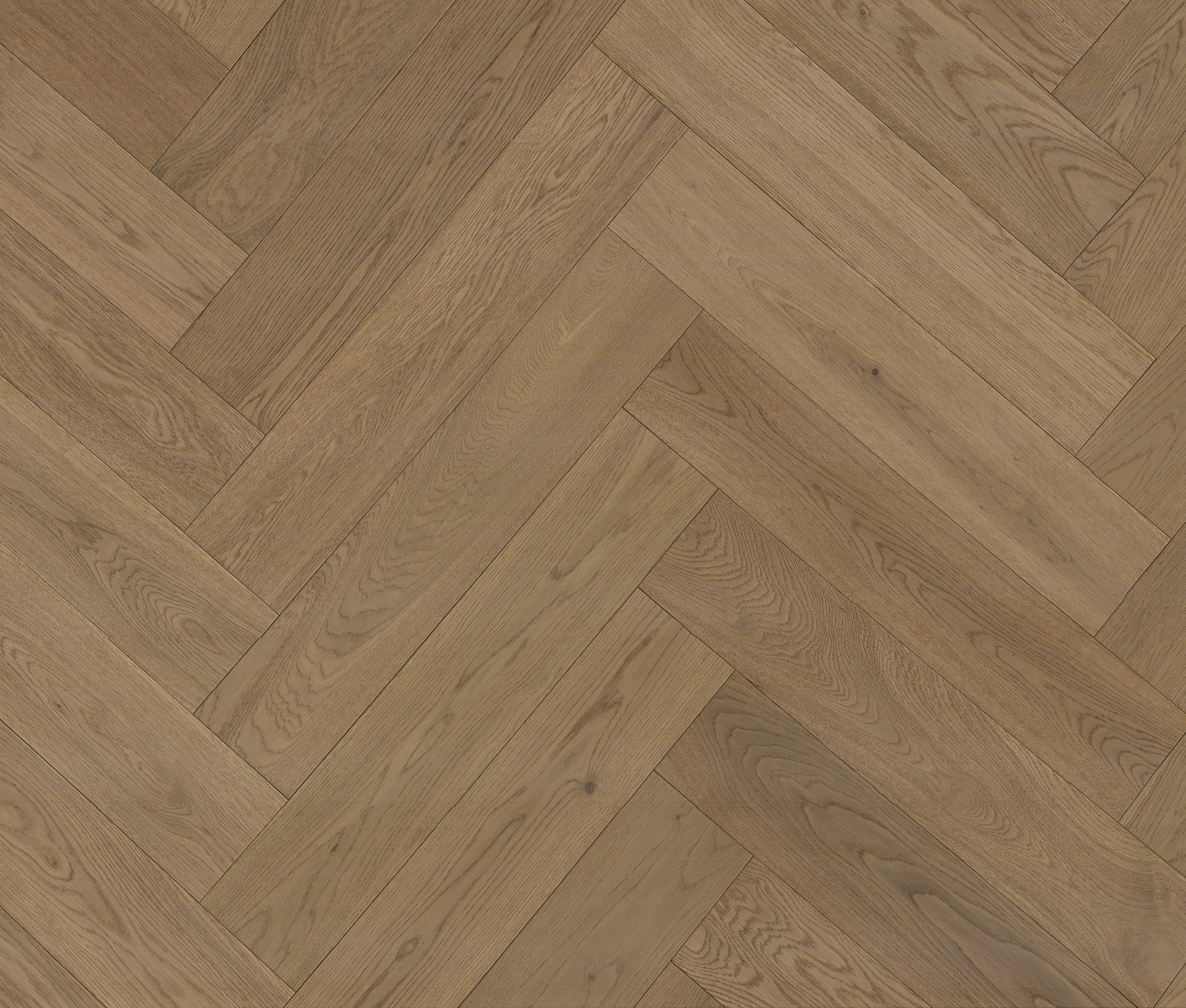 A picture of Naples herringbone hardwood shown from a top-down view. The hardwood is a very light beige-caramel colour and features very small knots and minor variation form board to board.